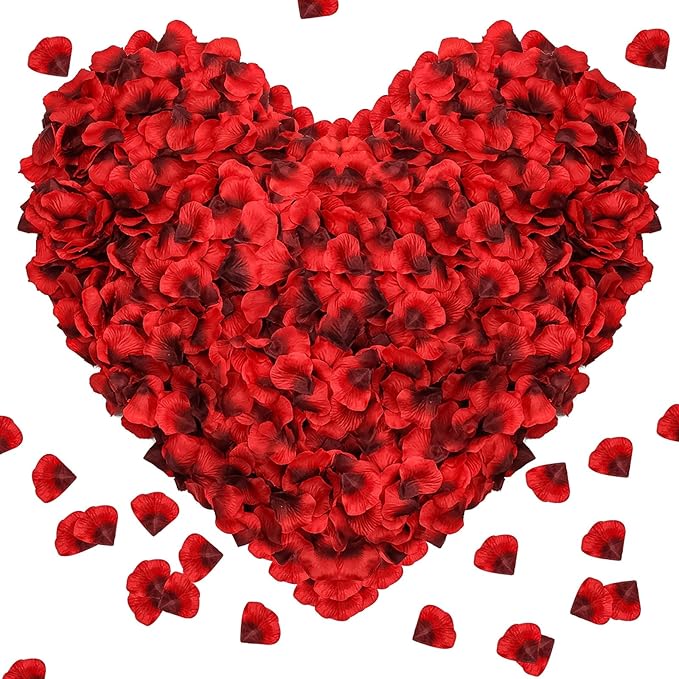 2000Pcs Rose Petals, Artificial Flower Petals Fake Rose Petals for Romantic Night,Wedding,Proposal Anniversary Flower Decorations (Big Red Dot Black, 2000pcs)