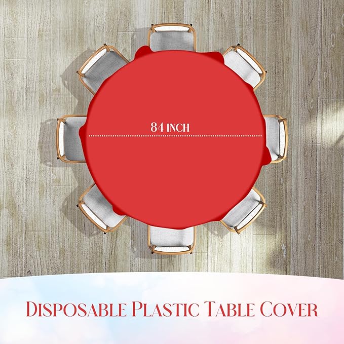 24 Pack Christmas Round Disposable Tablecloth, Red White Green Circle Plastic Tablecloth Bulk, Italy Theme Table Covers for Christmas Family Gathering Dining Banquet Italian Party Decoration,84inch
