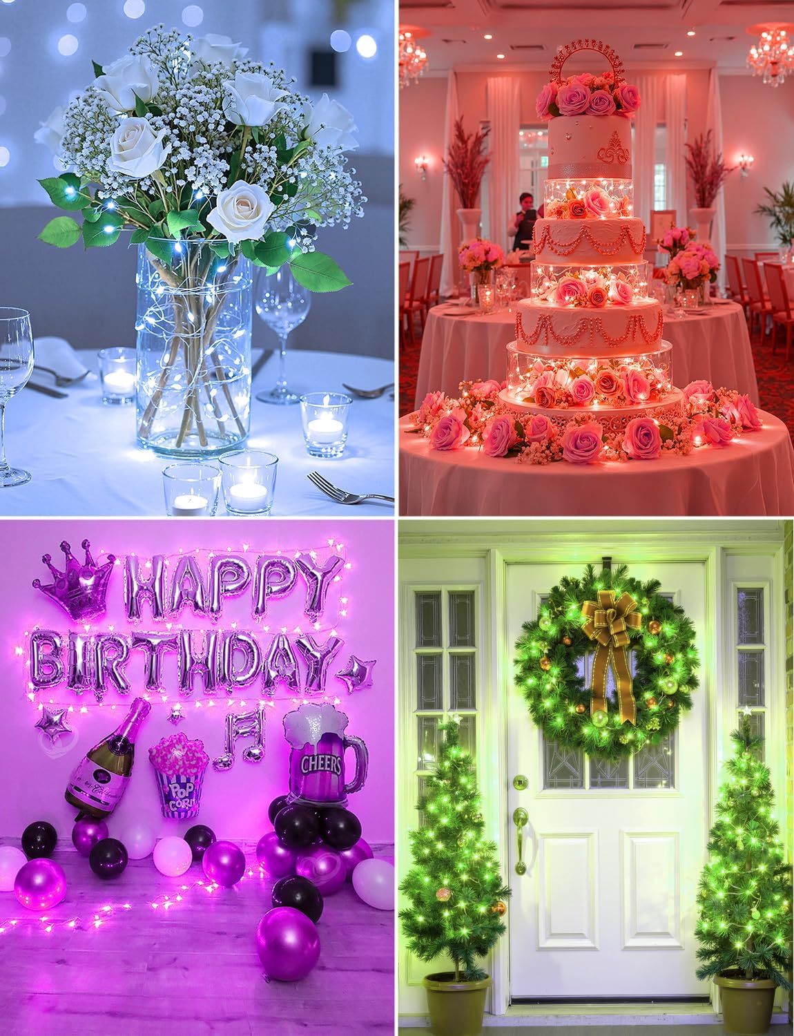 Brightown 14 Pack 6 Color LED Fairy Lights Battery Operated String Lights, 7 ft 20 LED Waterproof Silver Wire Twinkle Lights