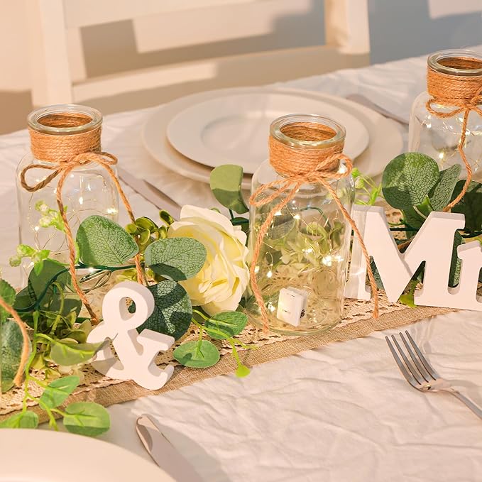 Set of 6 Vintage Glass Vases for Flowers Farmhouse Clear Glass Vases for Centerpieces Small Flower Vases with Twine Ties for Wedding, Parties & Home Decor