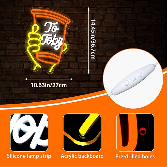 To Toby Neon Sign for Wall Decor Dimmable Solo Cup Toby Neon Light for Man Cave Led Light Up Cup Sign for Music in Memory Country Singer Beer Bar Hotel Wall Art Birthday Gifts Size14.4*10.6In(WZCP226)