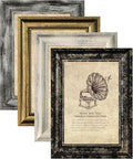 8x10 Picture Frames Set of 4- Rustic Retro Photo Frame with Real Glass Wall Mount and Tabletop Display Family Friends Wedding Gift