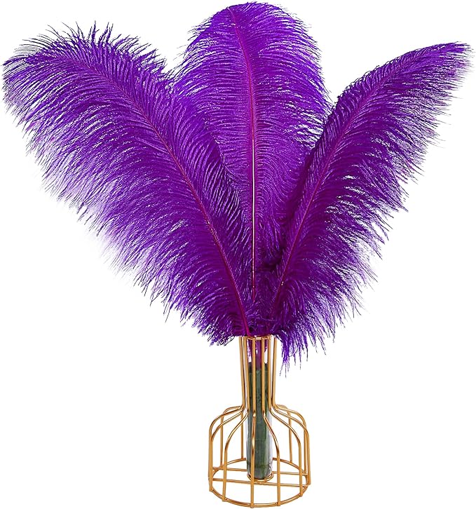 THARAHT Purple Ostrich Feathers 12pcs Large Natural Bulk 12-14Inch 30cm-35cm for Wedding Party Centerpieces Halloween and Decoration Feather