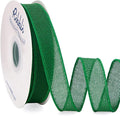Ribbli Emerald Green Burlap Wired Ribbon, 1” Inch x Continuous 20 Yard, Green Wired Ribbon for Wreaths,Big Bows,Tree Decoration,Outdoor Decoration