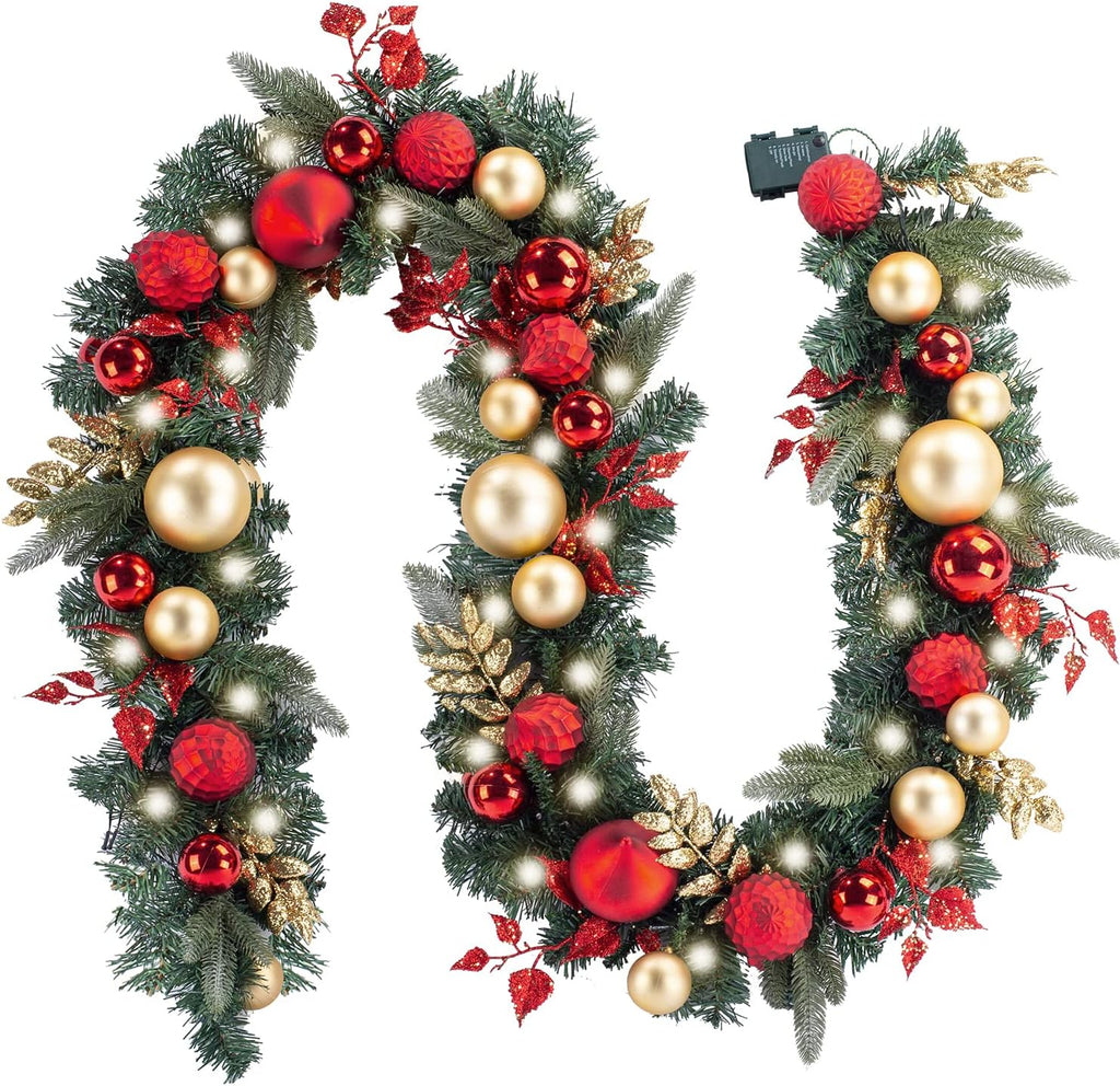 wanna-cul pre-lit 9ft christmas garland with lights 50, main product view