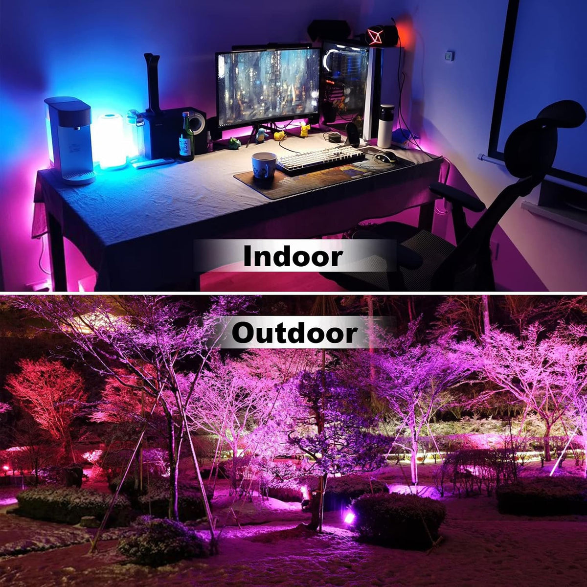LED Flood Light Outdoor 500W Equivalent Color Changing Landscape Lighting, Ti...