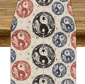 Yin Yang Table Runner, Vintage Mid Century Traditional Oriental Koi Fish Mystical Celestial Moon Stars Print Table Runner for Kitchen Dining Table Party Decor, 13x90inch
