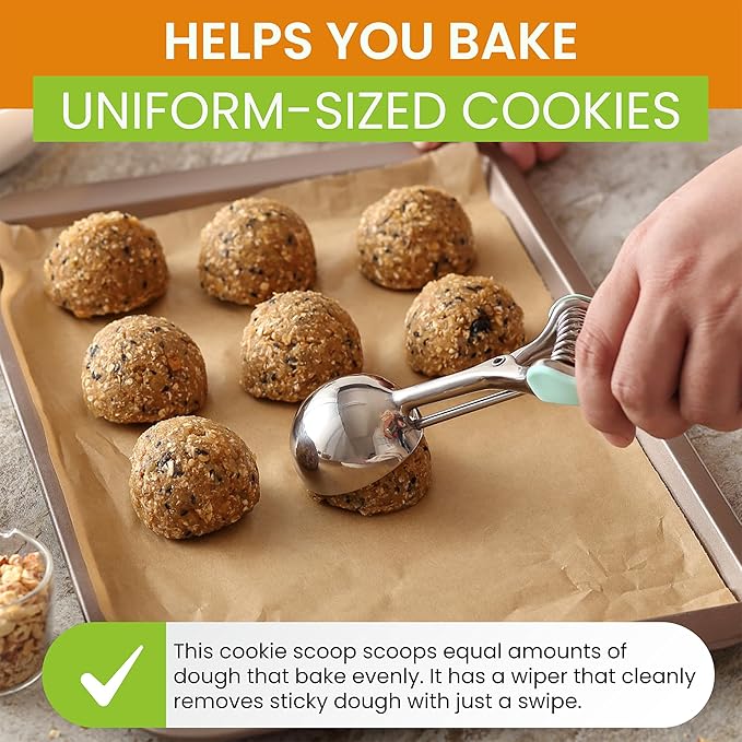Spring Chef Large #20 Stainless Steel Cookie Scoop for Baking - Melon Baller - Multifunctional 2.93 Tbsp Cookie Scooper with Trigger Release for Ice Cream, Meatball, Cupcake, Muffin - Mint