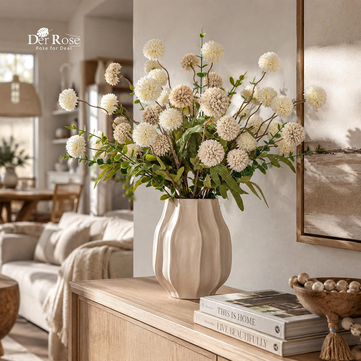 der rose 18pcs fake flowers white blooms and on a desk or shelf