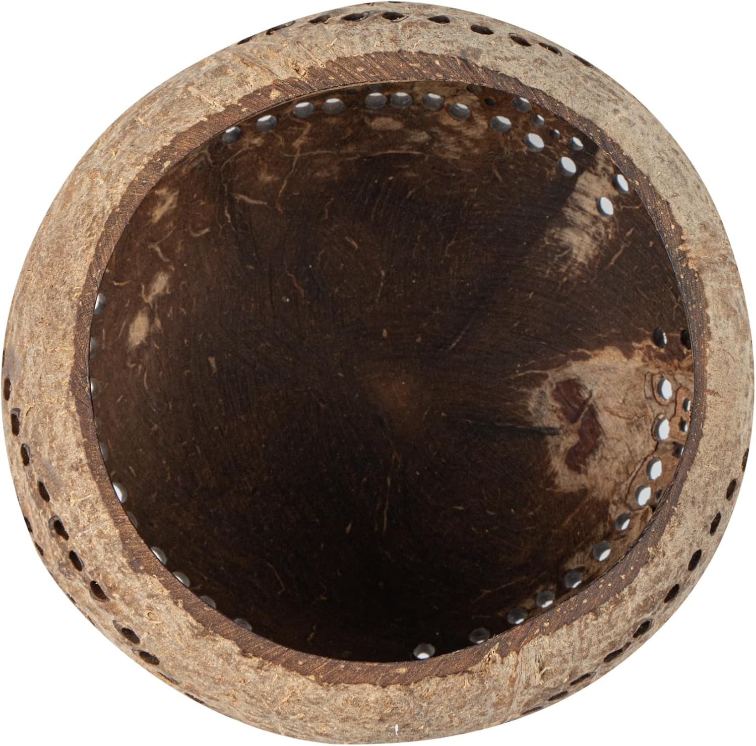 Restaurantware-Coco Casa 4 x 3.3 Inch Coconut Shell Candle Holders, 1 Reusable Tealight Holders - Candle Not Included, Rainbow Pattern, Tan Coconut Bowls for Candles, Handcrafted
