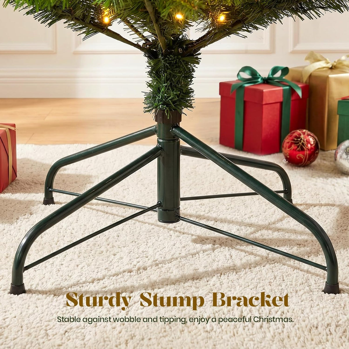 alupssuc 6ft prelit christmas tree, warm white lights showing dimensions
