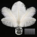SOGUGOM White Craft Ostrich Feathers - 30PCS 8-10 inch Ostrich Feathers Kit for Centerpieces, Kindergarten Crafts, Dream Catchers and DIY Projects(Off White)