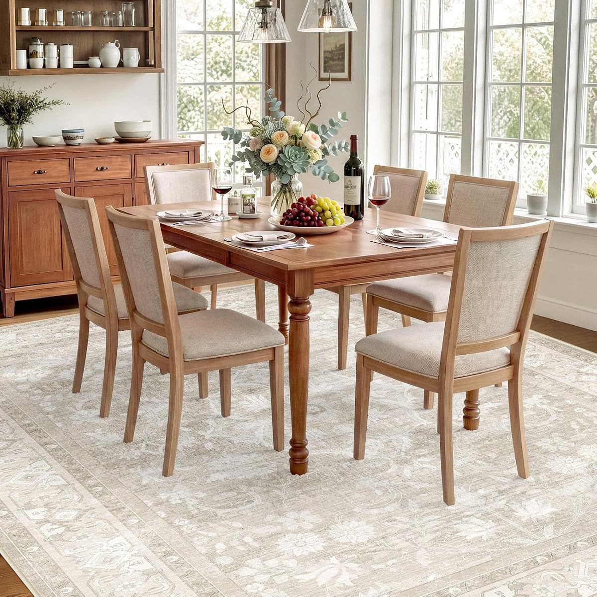 SameBed 8x10 Area Rug Living Room, Vintage Neutral Washable Carpet Beige