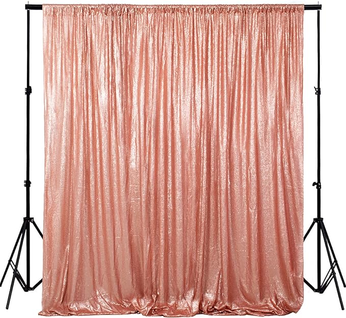 ShiDianYi Blush Curtain Backdrop 4FTx6FT Sequin Photo Backdrops Sparkle Curtains for Backdrop Event&Parties Background Shimmer Fabric Drapery