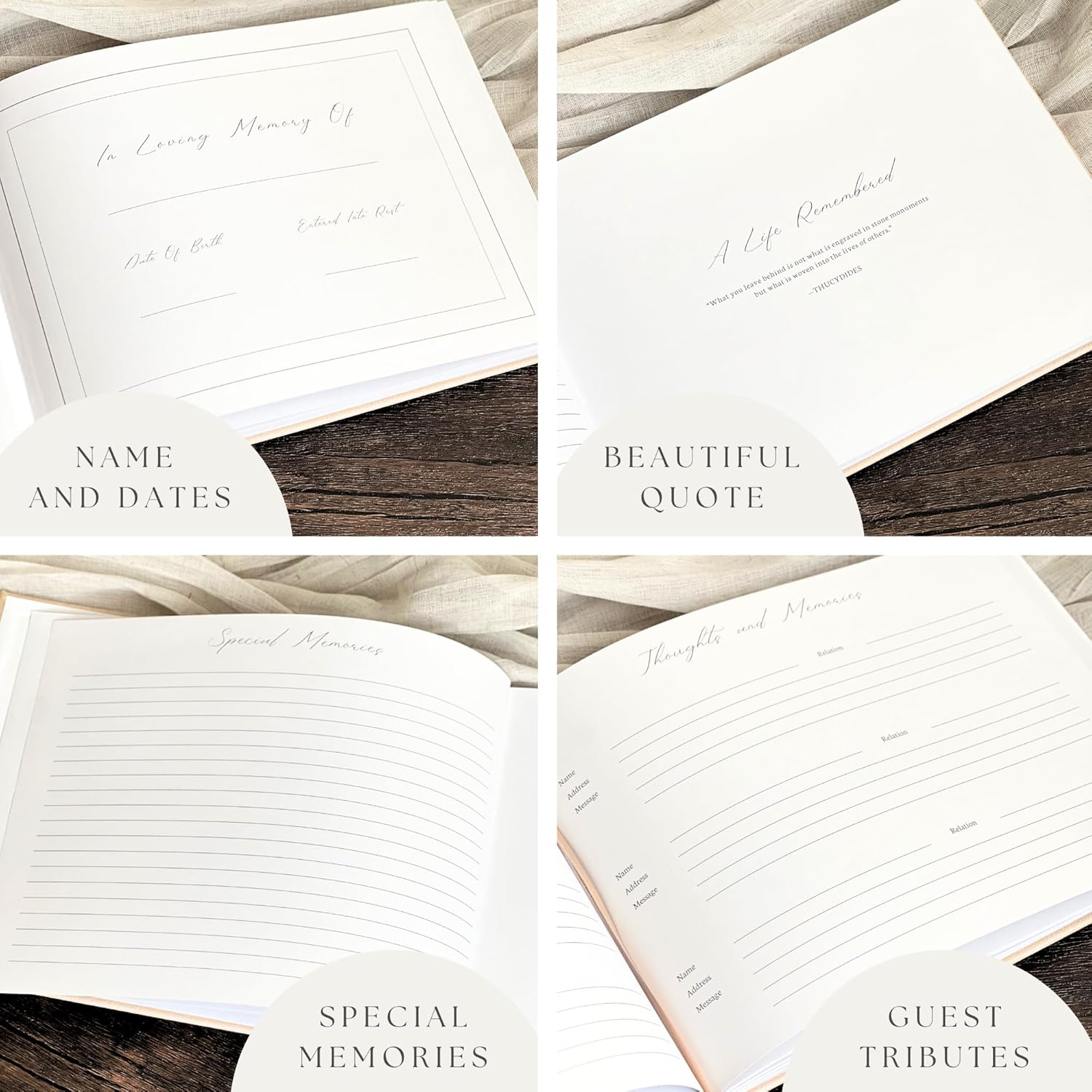 Funeral Guest Book for 2026 Celebration Of Life Memorial Service - Leather Memory Book for Funeral Guests to Sign In with Condolence Memory Table Sign & Back Pocket - Blue Guestbook