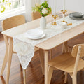LinenZone Ivory Table Runner with 2 Tassels for Rustic Vintage Decor. Lace Table Runner Works Great As Wedding, Thanksgiving, Christmas Decor (Mia 14 x 96, Ivory)