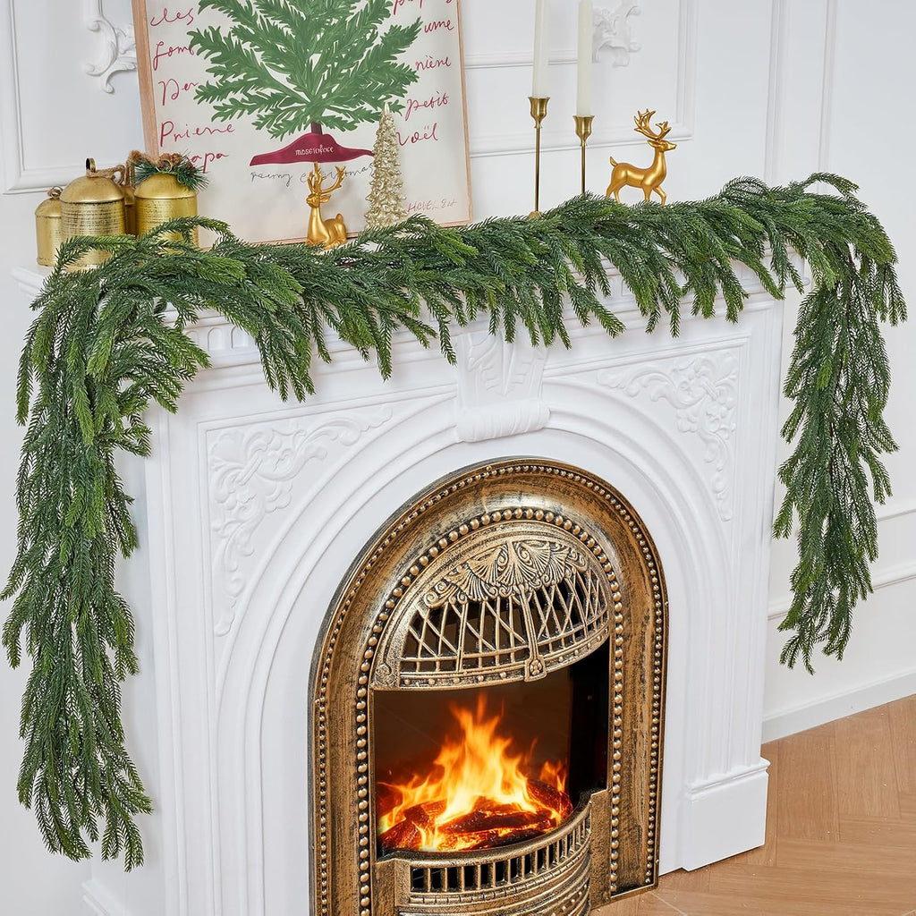 9 ft christmas norfolk pine garlands for mantel showing dimensions