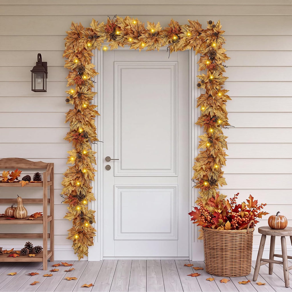6ft lighted fall garland with 30 lights &, package contents