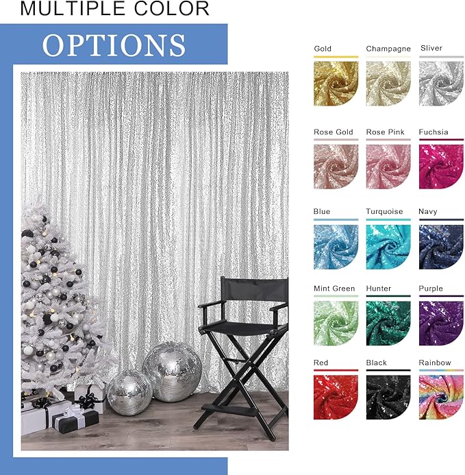 Hahuho Fuchsia Sequin Backdrop Curtain, 4PCS 2FTx8FT Glitter Backdrop Curtain for Parties, Christmas, Wedding, Party Decoration（4 Panels, 2FT x 8FT, Fuchsia
