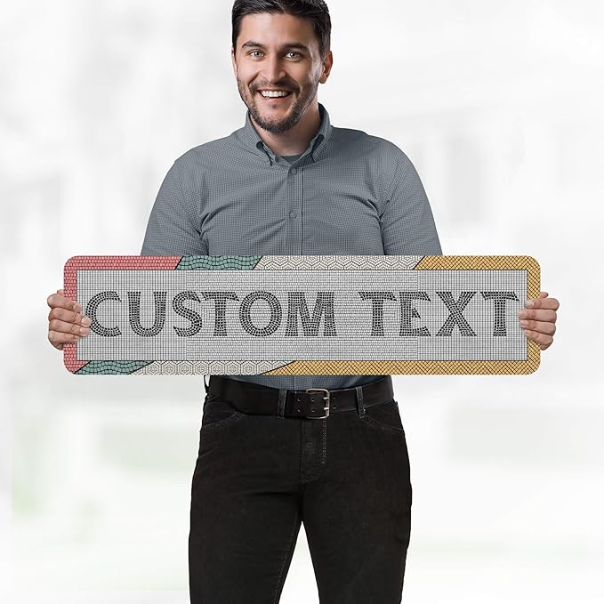 Custom Sign, Custom Street Sign, 11 Font Colors, 13 Font Styles, 4 Hole Options, 22 Sizes, 8x32 Inches, Rust Free DiBound, Fade Resistant, Made in USA by My Sign Center (Fauxsaic 2)