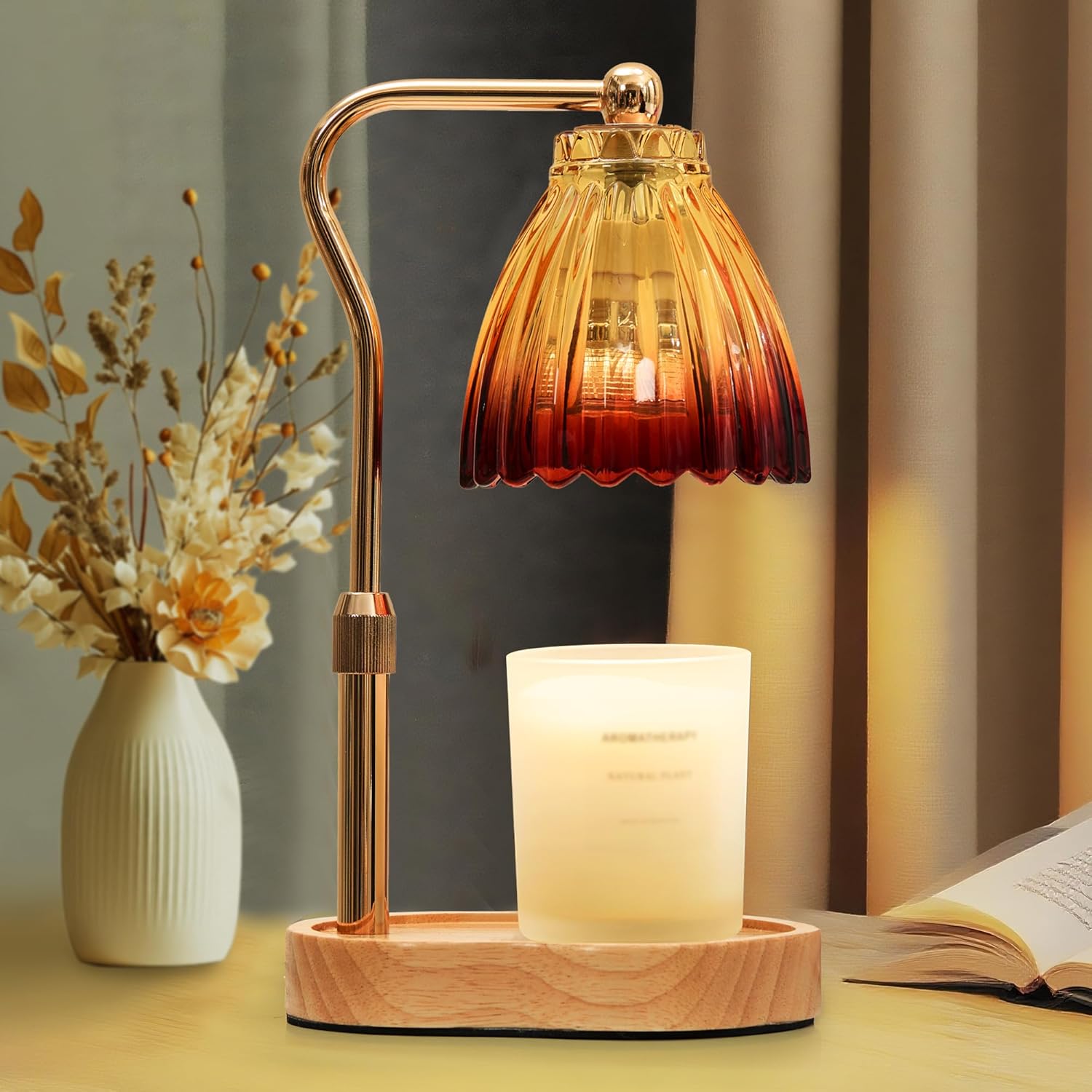 Candle Warmer Lamp with Timer Dimmable, Lamp Candle Warmer for Jar Candles，Birthday Gifts for Women Mom Friend Sister, House Warming Gifts Vintage Home Decor，Wax Warmer Lamp with 2 Bulbs