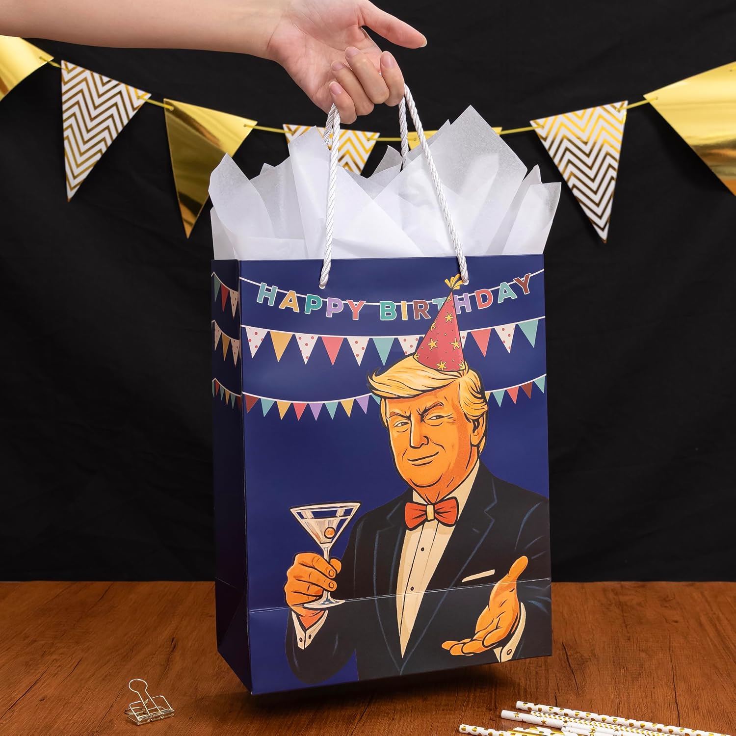 Crisky Funny Birthday Gift Bag for Men with Funny Birthday Cards for Men Women Him Her, Blue Gift Bags Great for 30th, 40th, 50th, 60th Bday for Dad Boyfriend Best Friends Coworker