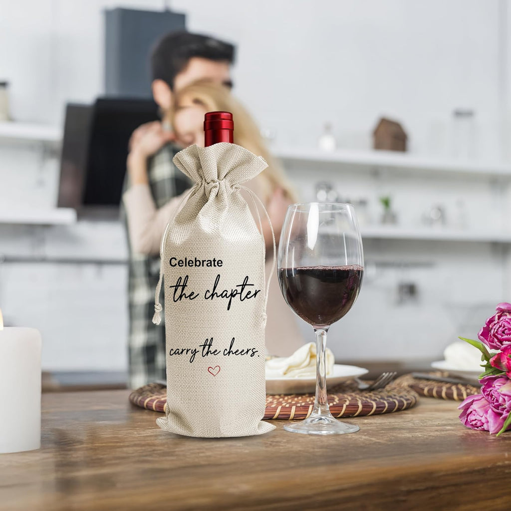 DOI-LANEE New Chapter Wine Bag - Congratulations Gifts for Housewarming Wedding Graduation Moving Leaving Going Away Farewell Retirement Wine Bag, New Beginnings Gifts for Friends Coworker Teacher
