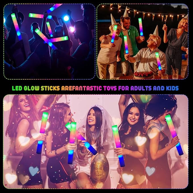 LifBetter Light Up Glow Sticks Bulk, LED Foam Sticks in The Dark with 3 Modes Flashing Led Foam Multicolor Batons Light up Party Favors for Birthdays, Weddings, Concerts, Festivals (20pcs)
