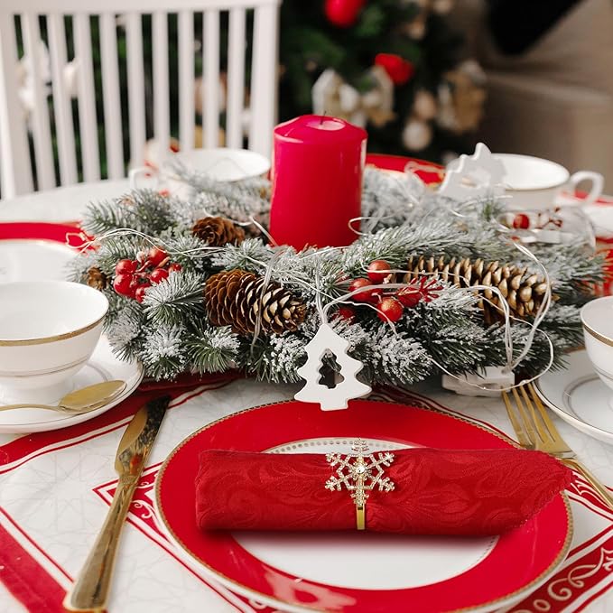 Patelai 100 Pieces Snowflake Napkin Rings Thanksgiving Christmas Napkin Holders Exquisite Household Rhinestone Napkin Rings Set for Christmas Wedding Dinner Party Table Decoration (Gold)