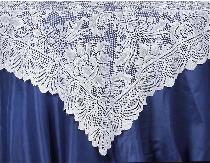 Efavormart 54" x 54" White Jolly Good Lace Table Overlay for Table Decoration