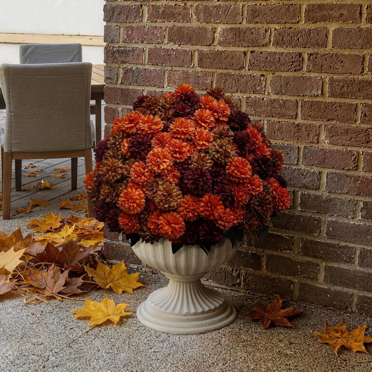 12 bundles artificial fall mums outdoor flowers, uv, view 9