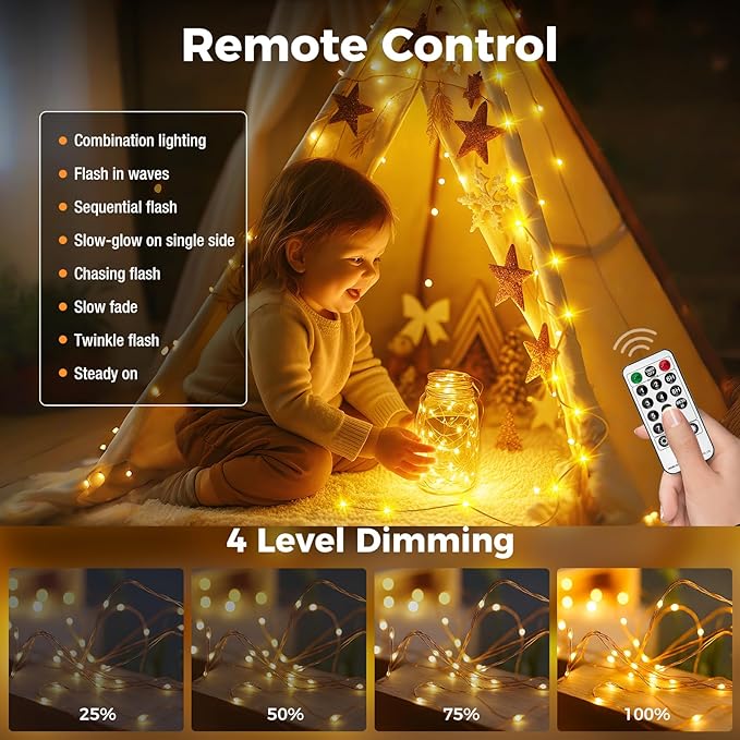 btfarm Fairy Lights Plug in with Remote, 330FT 1000 LED Outdoor Twinkle Lights Waterproof with Timer, 8 Modes Indoor String Lights for Bedroom Patio Garden Wedding Christmas Decoration, Warm White