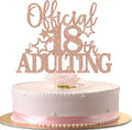 1 Pack Official Adulting 18 Cake Topper Glitter Happy 18th Birthday Cake Pick Cheers to 18 Years Old Cake Decorations for 18th Adult Birthday Party Supplies Rosegold