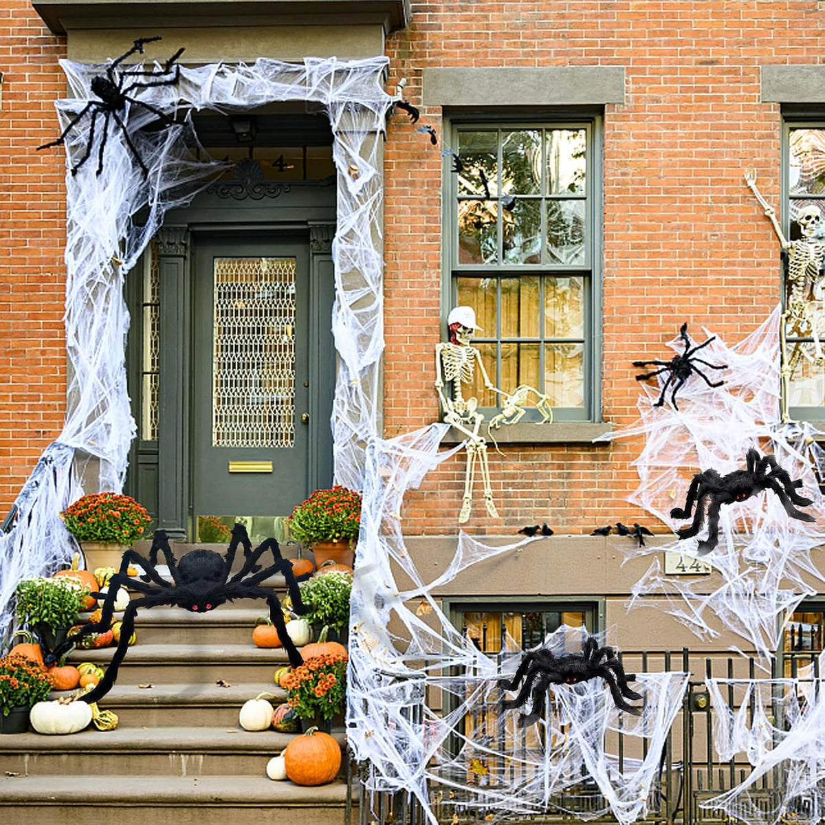 8Pcs Giant Halloween Spiders Decorations Indoor Realistic Hairy Halloween Spi...