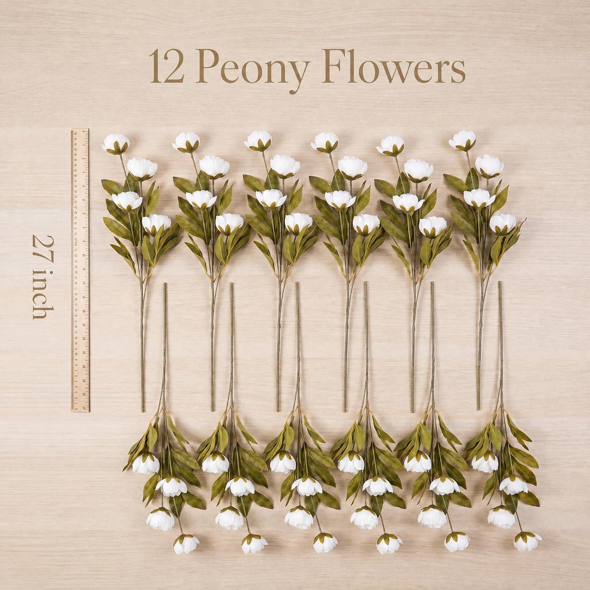 pinkpum 12 pcs faux silk peony artificial flowers, close-up detail