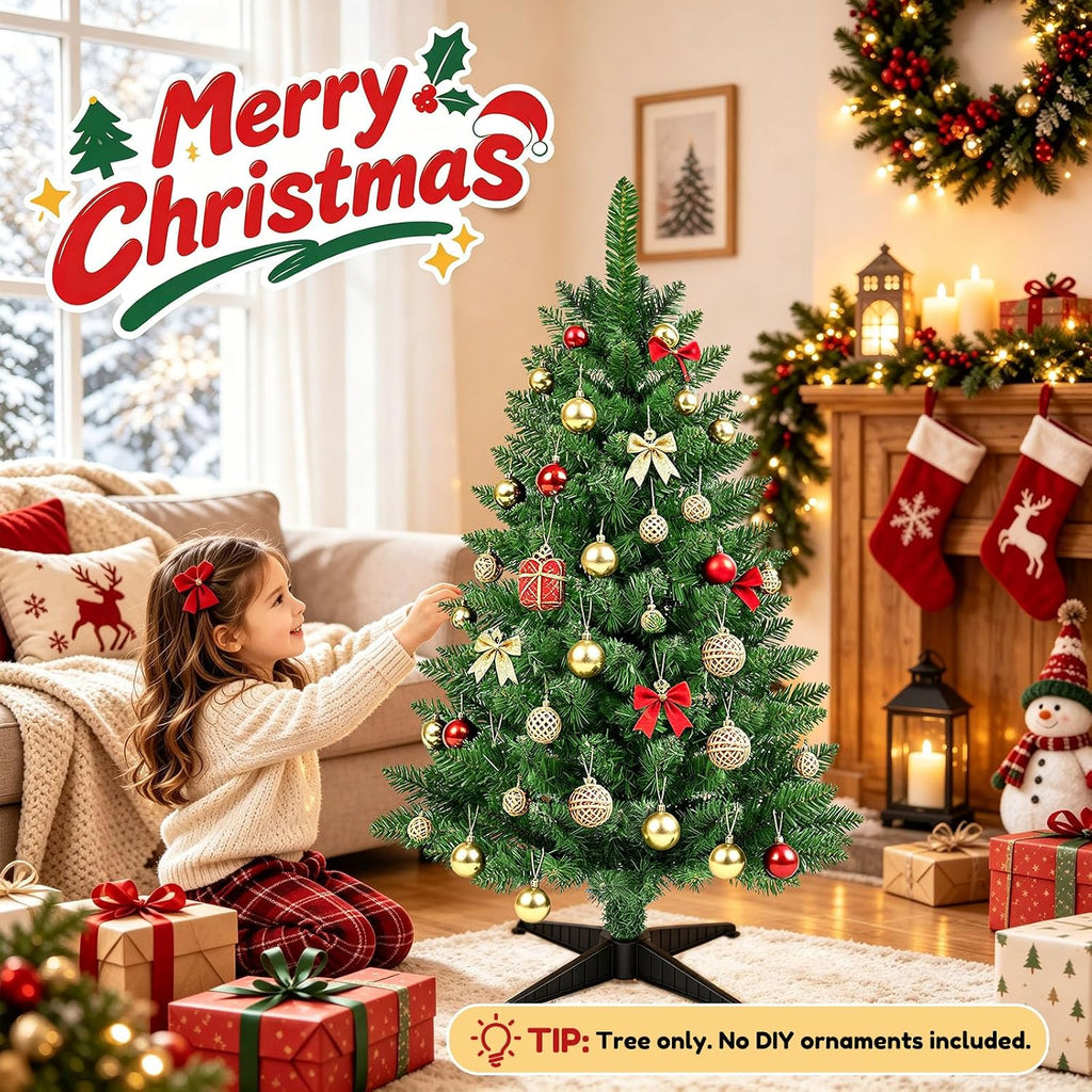3ft artificial small christmas tree, premium pvc tips shown in use
