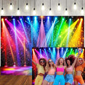 LTLYH 8x6ft Fabric Disco Rainbow Stage 70s 80s 90s Backdrop Vintage Lights Photography Background Rock Music Club Neon Glow Party Decorations Photo Banner 312
