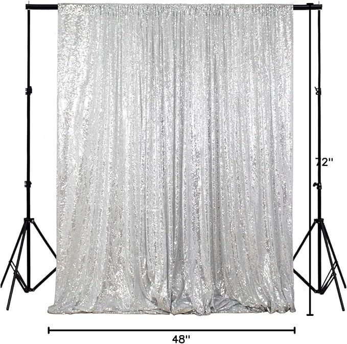 ShiDianYi 4FTX6FT-Silver-SEQUIN Photo Backdrop, Wedding Photo Booth,Photography Background (Silver)