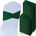 Moukeren 100 Pcs Spandex Chair Sashes Bows Bands Slider Sashes for Chair Covers Elastic Bands Ties Ribbon Decorations for Wedding Party Events Ceremony Birthday Banquet (Dark Green)