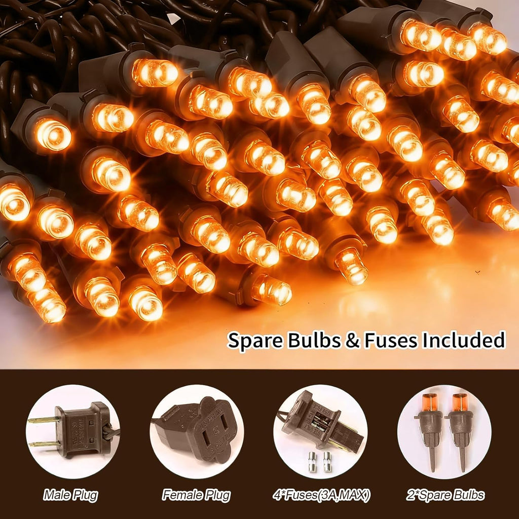 LAMPHOME Orange Thanksgiving Mini Lights, 21.6FT100 LED Autumn Fall String Lights,Connectable 120V Plug in for Outdoor Indoor Garden Party Halloween Christmas Xmas Tree Lights Yellow Decor