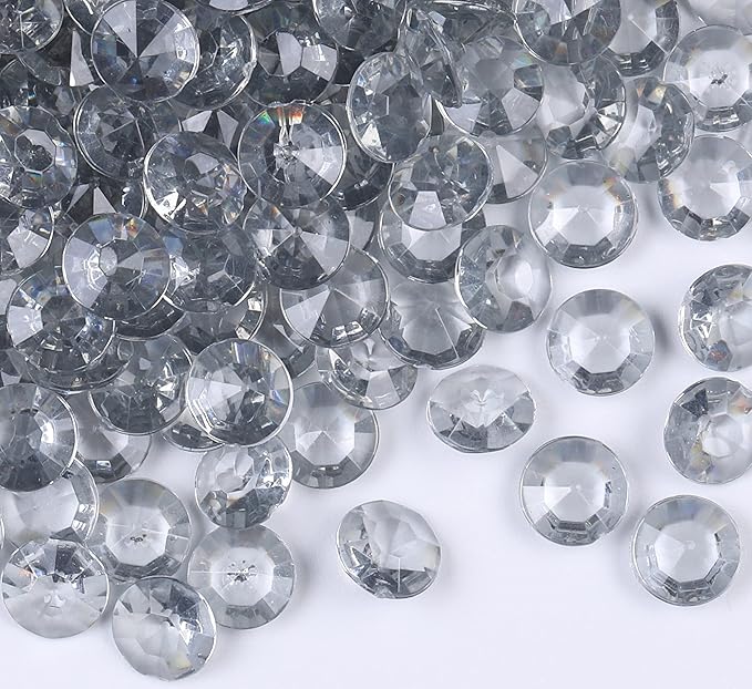1000pcs/ Pack Wedding Table Acrylic Diamond Scatter Crystals Confetti Acrylic Gems Vase Fillers Rhinestones for Wedding, Bridal Shower, Vase Beads Decorations (10mm, Gray)