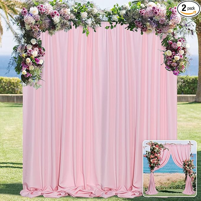 Pink Backdrop Curtain for Parties Rod Pocket Pink Curtains Photography Backdrop Drapes Privacy Fabric Decoration for Birthday Party Wedding Baby Shower Home Decor, 5ft x 10ft, 2 Panels
