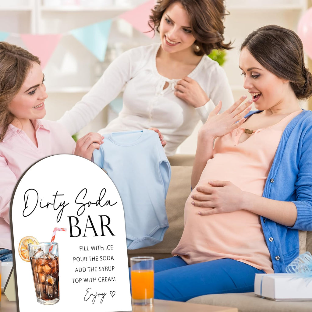 Soda Bar Wooden Tabletop Welcome Sign, Soda Bar Baby Shower Drink Station Sign for Babies Party Decoration, Beverage Setup Board for Gender Reveal Party, Baby Shower Decoration Table Signs 8x10 Inch