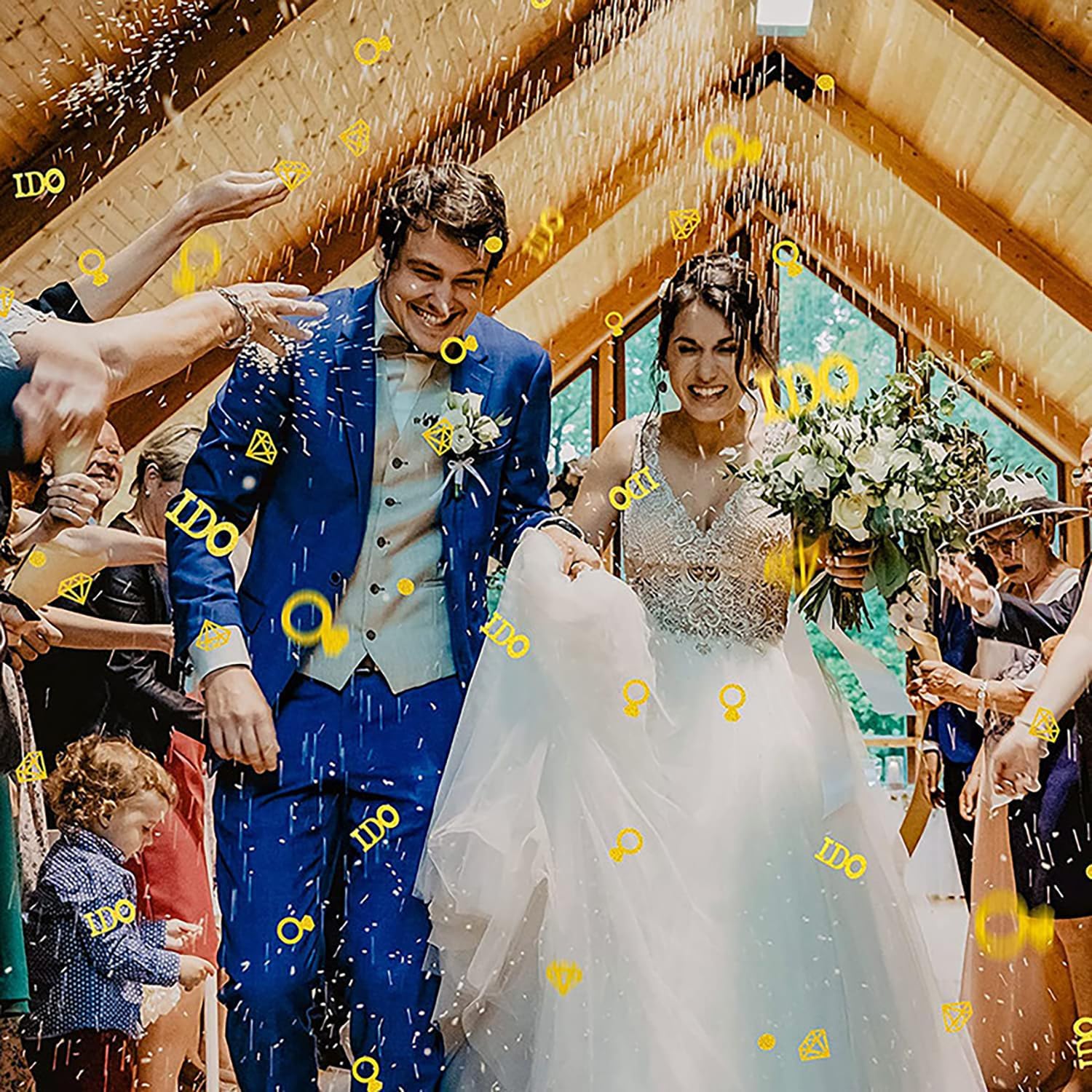 Gold Wedding Confetti, 100 Pcs I DO Engagement | Bridal Shower Decorations, Bride to Be Confetti, Glittering Diamond Ring, Engagement Party Table Scatter