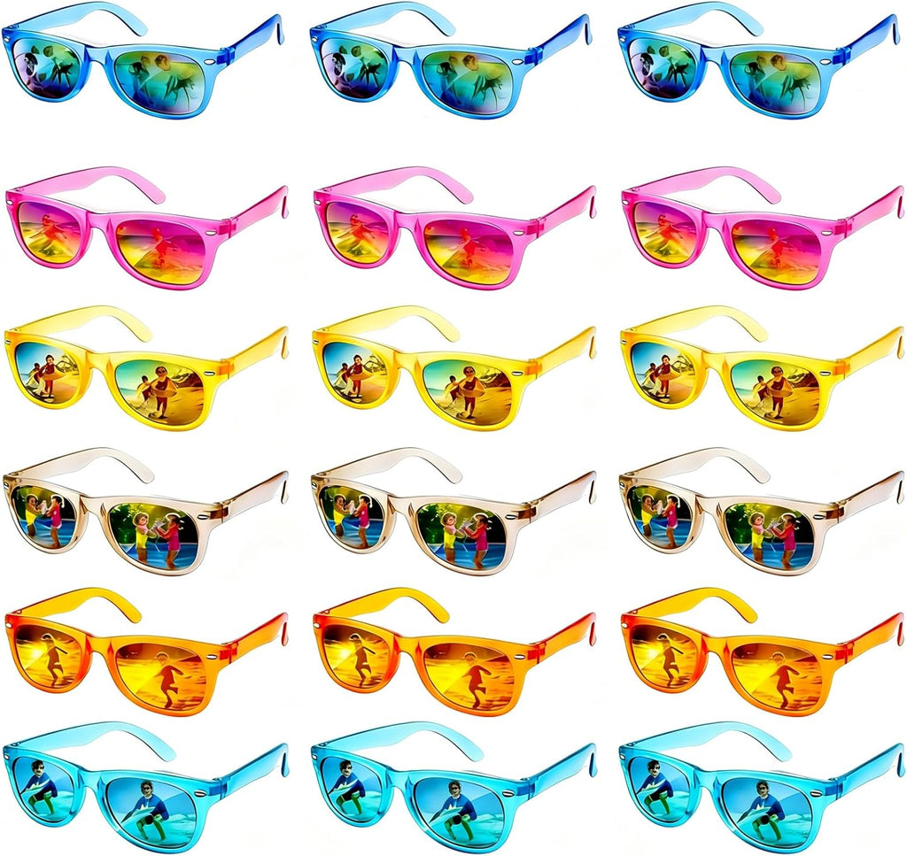 18 Pack Kids Sunglasses Bulk Party Favors, Neon Sunglasses with UV400 Protection for Kids Age 3-8,Great Gift for Birthday ，Graduation Party Supplies Party, Beach, Pool，Boys Girls Goody Bag Stuffers
