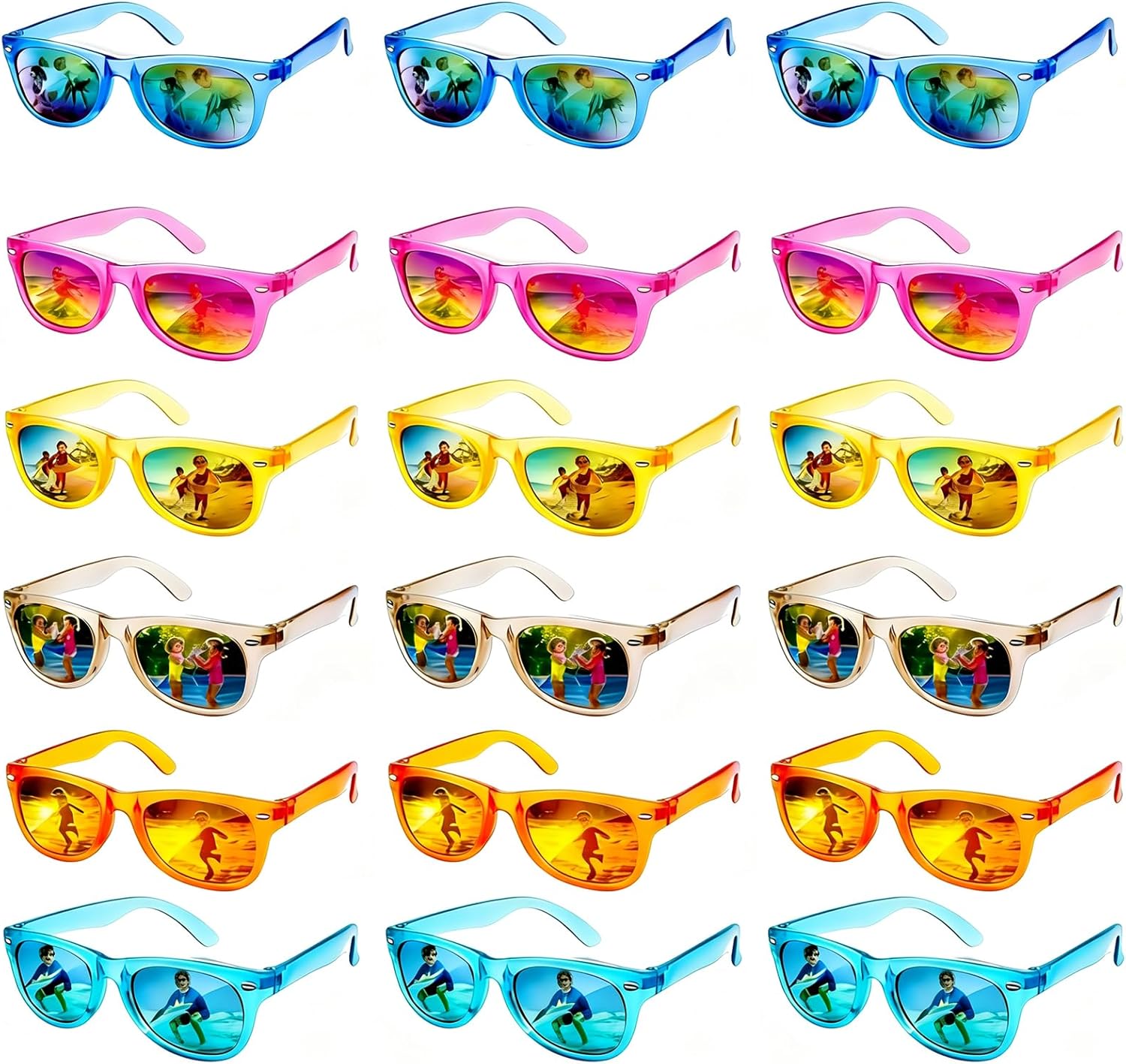 18 Pack Kids Sunglasses Bulk Party Favors, Neon Sunglasses with UV400 Protection for Kids Age 3-8,Great Gift for Birthday ，Graduation Party Supplies Party, Beach, Pool，Boys Girls Goody Bag Stuffers