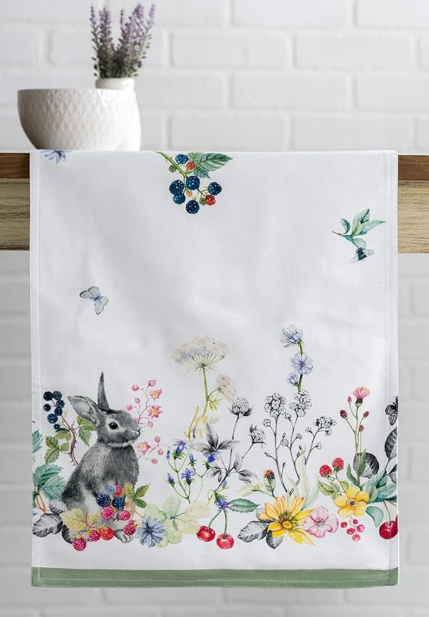 Maison d' Hermine Table Runner 100% Cotton Double Layer Table Runners 72 inches Long Decorative for Home Kitchen Dining Party Baby Shower Wedding Bridal Shower Spring Summer (Printemps, 14.50" x 72")