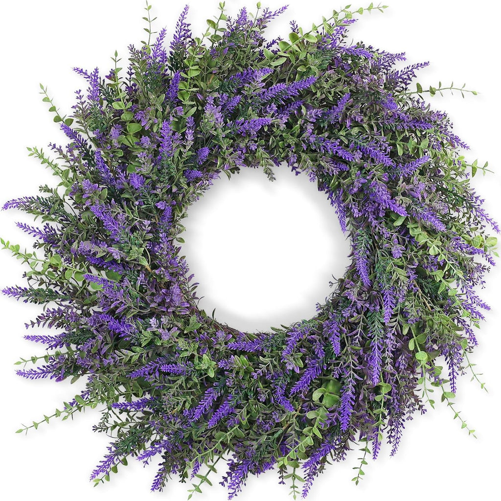 26'' large artificial eucalyptus and lavender wreath for, main product view