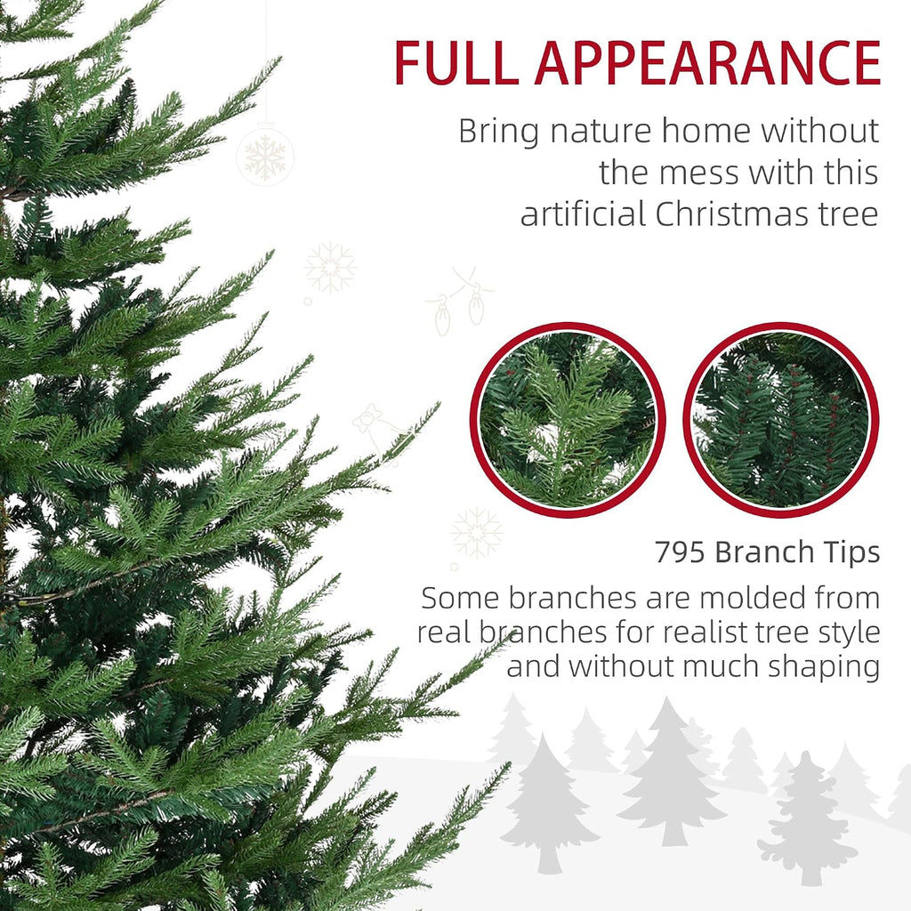 homcom 6 foot artificial christmas tree, nordic pine, side view