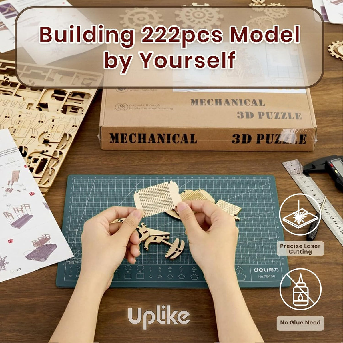 3d wooden puzzles for adults: 3d puzzle light-up, close-up detail